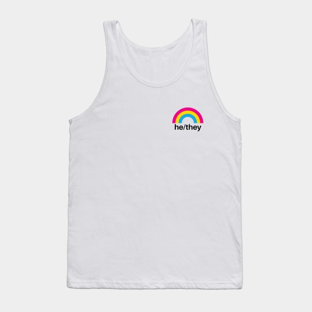 He/They Pronouns Pansexual Rainbow Tank Top by lavenderhearts